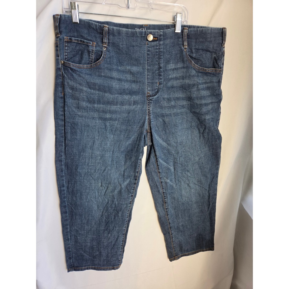 Time and Tru Pull-On Capri Jeans Womens Blue Medium Slim High Straight